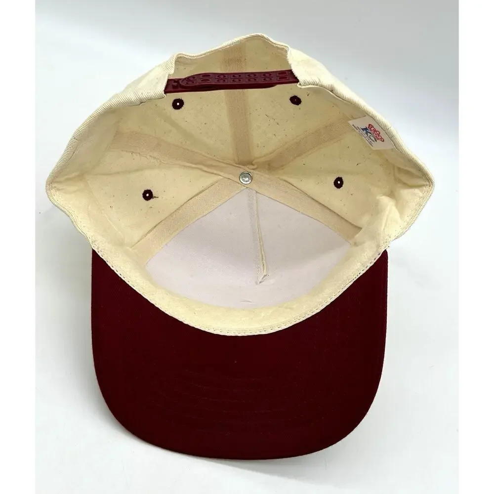 Vtg 90’s New Orleans Bourbon Street Burgundy Cream Snapback Trucker Hat NWOT